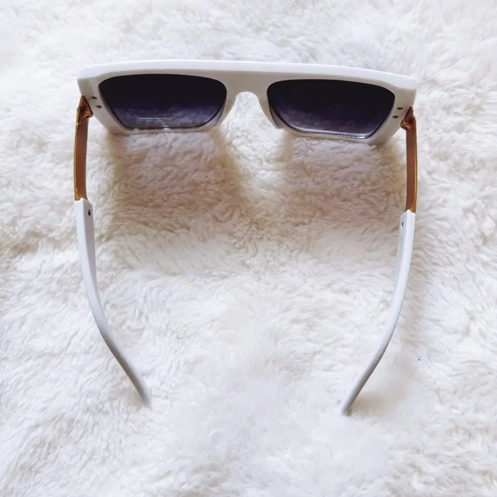 Inez White Oversized Square Sunglasses